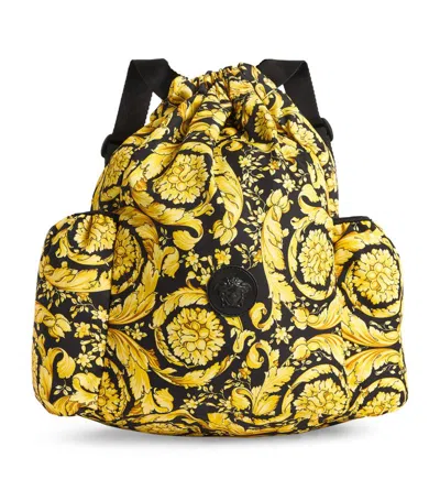 Young Versace Versace Kids Barocco Print Backpack In Black