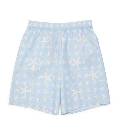 Young Versace Kids' Cotton Starfish Print Shorts (4-14 Years) In Multi