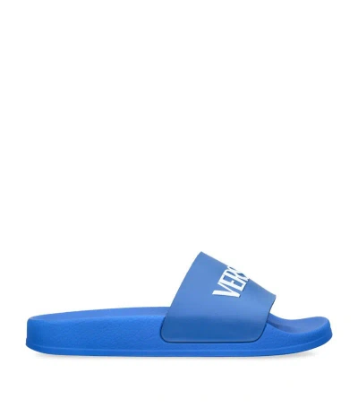 Young Versace Versace Kids Logo Slides In Blue