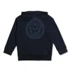 Young Versace Versace Kids Navy Blue Medusa Head Hoodie In Blue
