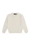Young Versace Wool-blend Crew-neck Sweater In Neutral