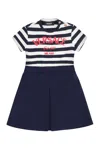 Young Versace Young Striped Cotton Mini Dress In Blue