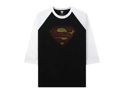 Pre-owned Youngla Men's  X Superman 3/4 Raglan Shirt In Black/white In Multi