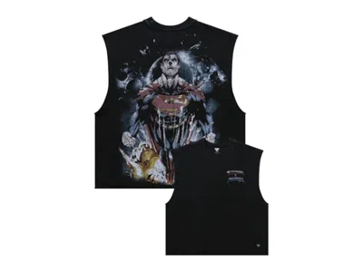 Pre-owned Youngla Men's  X Superman Cut Off Tank In Spacebound
