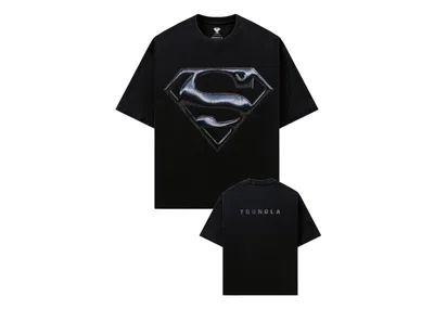 Pre-owned Youngla Men's  X Superman Graphic Tee Shirt In Chrome Logo