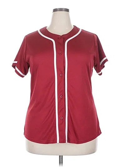 Pre-owned Youngla Short Sleeve Blouse In Burgundy