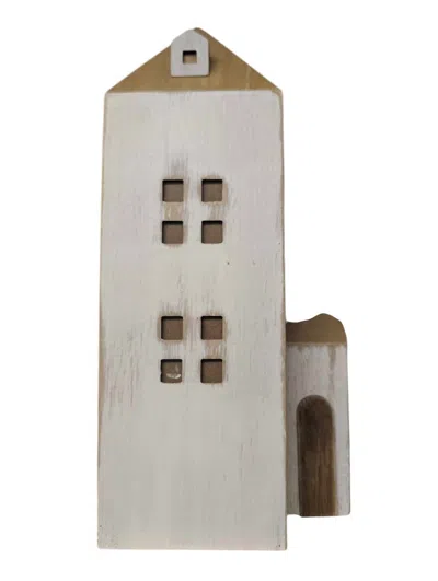 Young's Inc Wood 3d House Decor In White Washed