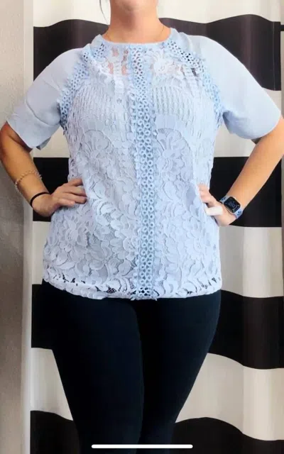 Your Fashion Wholesale Lace Body Top In Sky Blue