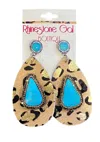 Your Fashion Wholesale Women's Leopard Earrings In Turquoise In Blue