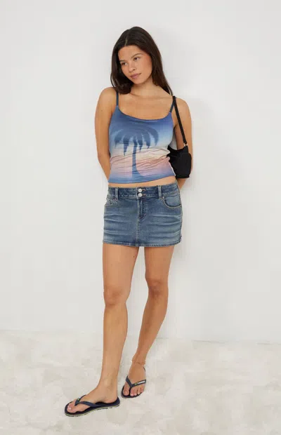 Your Favorite Women's Aop Palm Sunset Tank Top In Black In Blue
