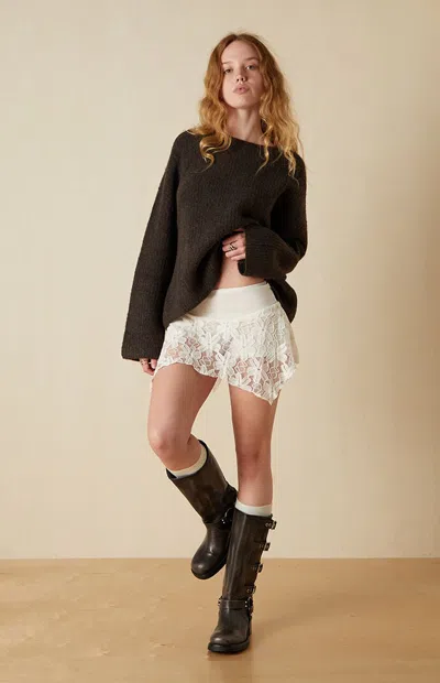 Your Favorite Women's Asymmetrical Floral Mini Skort In Cream In White