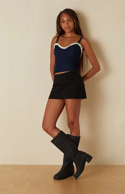 Your Favorite Women's Atlas Denim Fringe Corset In Medium Indigo In Blue