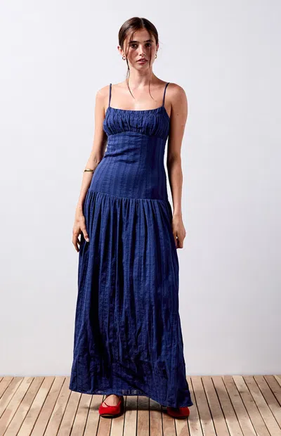 Your Favorite Women's Ava Linen Bustier Maxi Dress In Navy