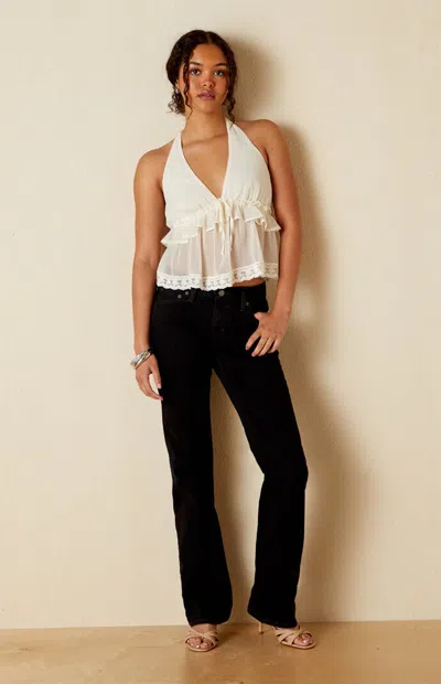 Your Favorite Women's Bella Chiffon Ruffle Halter Top In Ivory In White