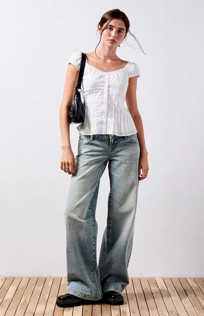 Your Favorite Women's Carla Ruched Button Up Top In White