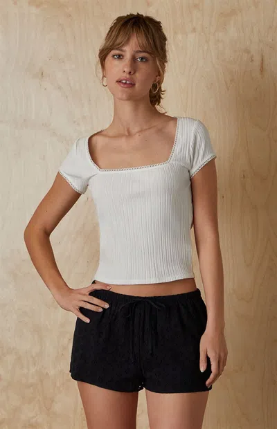 Your Favorite Women's Dakota Square Neck Lace T-shirt In White