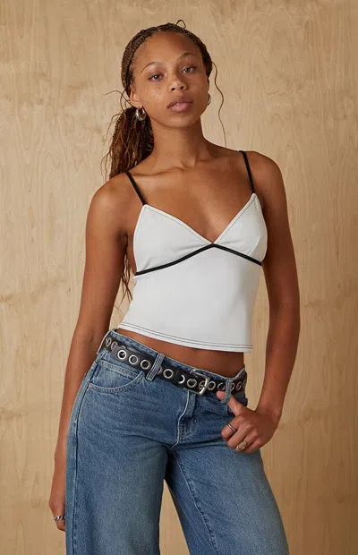 Your Favorite Women's Dana Trim V Neck Cami Top In White