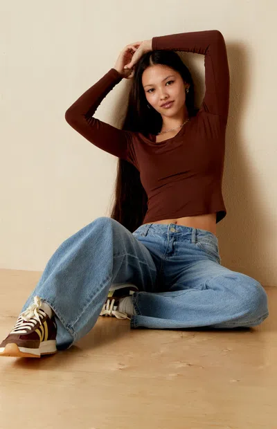 Your Favorite Women's Demi Scoop Neck Long Sleeve Top In Brown