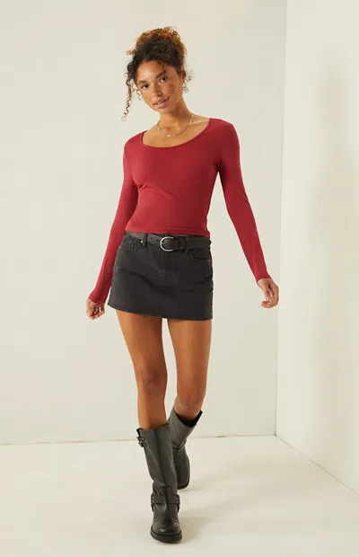 Your Favorite Women's Demi Scoop Neck Long Sleeve Top In Red