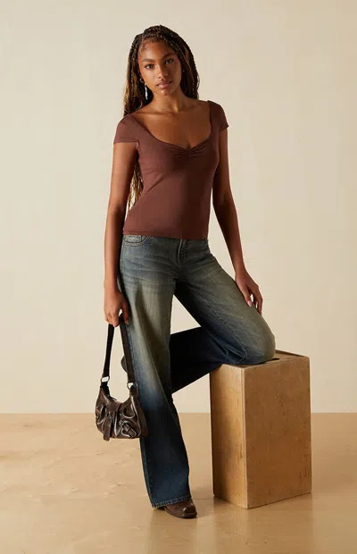 Your Favorite Women's Eleanor Ruched V-neck Top In Brown