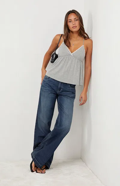 Your Favorite Women's Elena Beaded V-neck Babydoll Top In Heather Gray