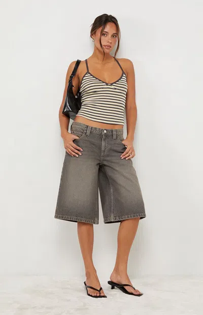 Your Favorite Women's Elle Easy V-neck Striped Tank Top In Yellow