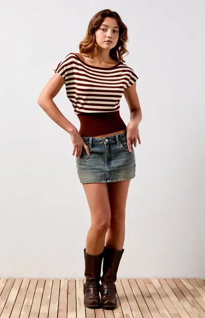 Your Favorite Women's Eva Short Sleeve Sweater T-shirt In Cream/brown In Multi