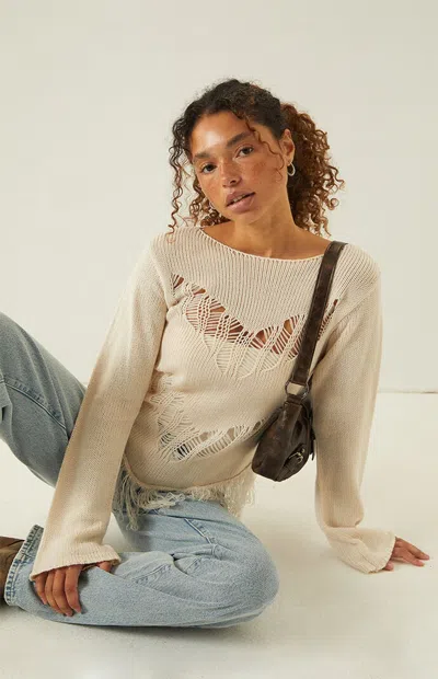 Your Favorite Women's Goleta Open Knit Sweater In Ivory In White