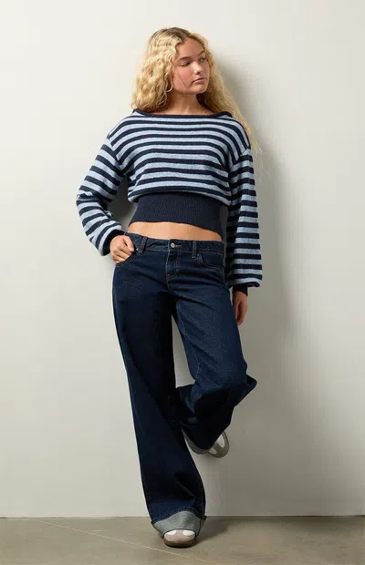 Your Favorite Women's Harley Off-the-shoulder Sweater In Blue