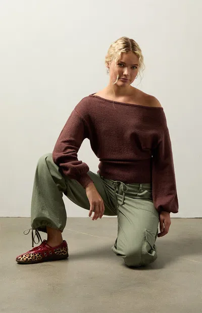 Your Favorite Women's Harley Off-the-shoulder Sweater In Brown