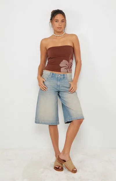 Your Favorite Women's Hibiscus Tube Top In Brown
