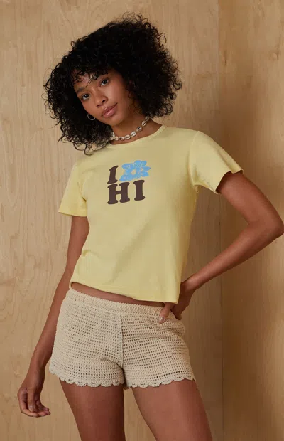 Your Favorite Women's I Hibiscus Hawaii Skimmer T-shirt In Yellow