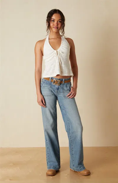 Your Favorite Women's Isabel Floral Crochet Halter Top In Ivory In White