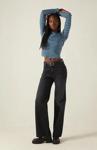 Your Favorite Women's Jamie Striped Long Sleeve Crew Neck Top In Blue