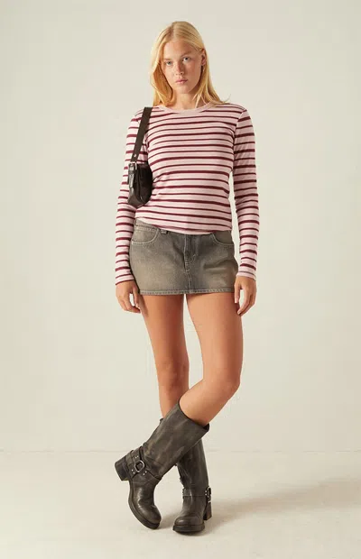 Your Favorite Women's Jamie Striped Long Sleeve Crew Neck Top In Pink