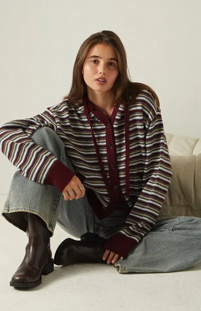 Your Favorite Women's Karoline Hooded Button Down Cardigan In Stripe In Multi