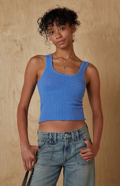Your Favorite Women's Keenan Pointelle Knit Tank Top In Blue