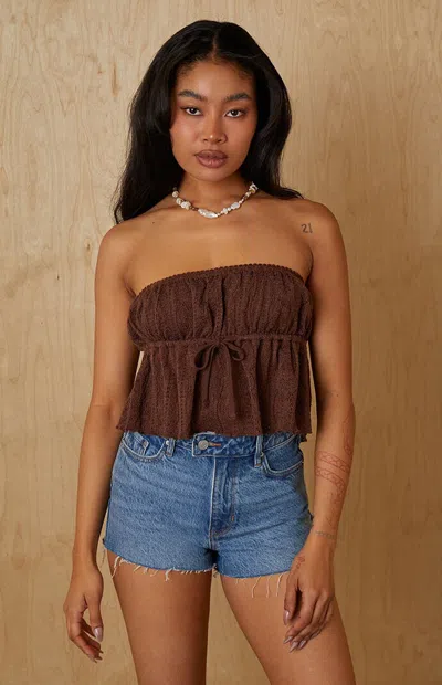Your Favorite Women's Lace Babydoll Tube Top In Brown