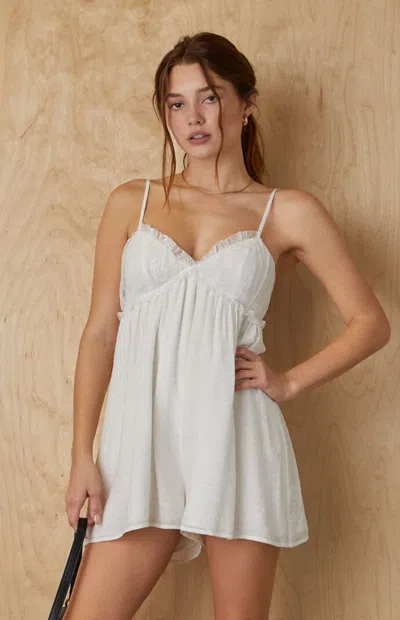 Your Favorite Women's Lace V-neck Romper In White