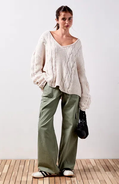 Your Favorite Women's Laney V-neck Cable Knit Sweater In Ivory