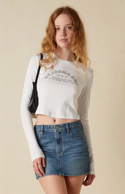Your Favorite Women's Los Angeles Art Dept. Long Sleeve Cropped T-shirt In White