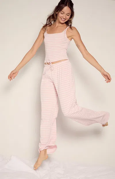 Your Favorite Women's Lounge Striped Baggy Pants In Pink/white In Multi