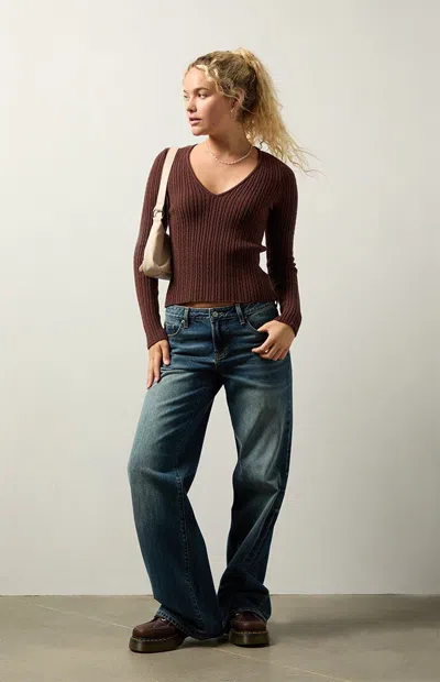 Your Favorite Women's Maple Cable Knit V-neck Sweater In Brown