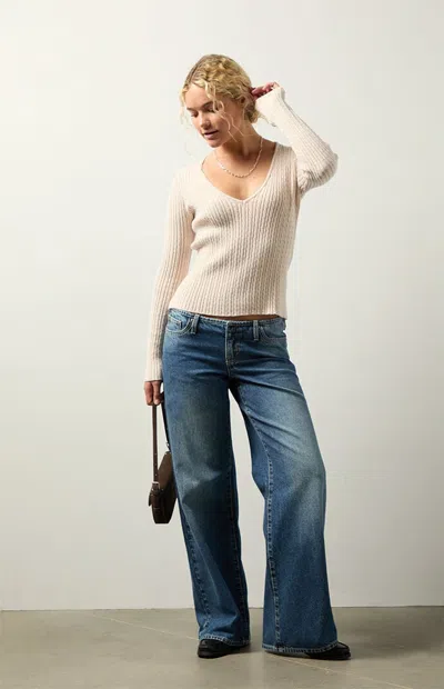Your Favorite Women's Maple Cable Knit V-neck Sweater In Ivory