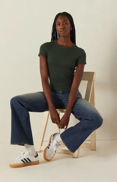 Your Favorite Women's Marci Waffle Knit Crew Neck T-shirt In Green