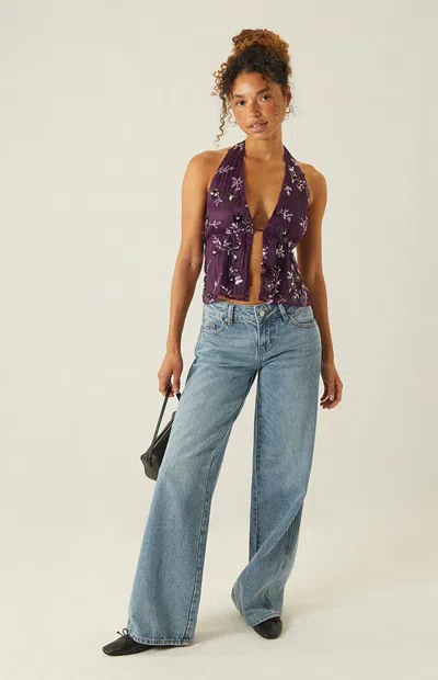 Your Favorite Women's Nellie Beaded Halter Tank Top In Purple In Multi