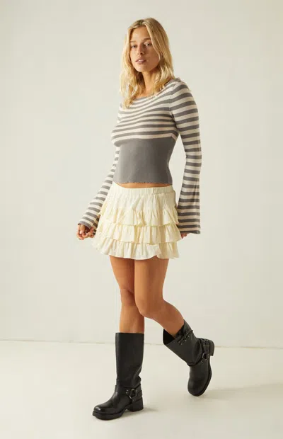 Your Favorite Women's Noa Off-the-shoulder Sweater In Stripe In Gray