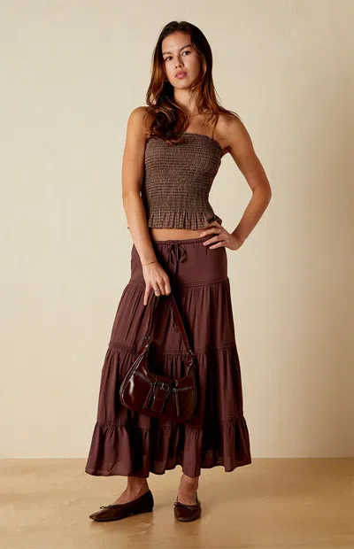 Your Favorite Women's Plaid Smocked Tube Top In Brown