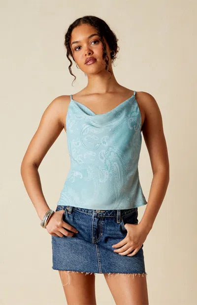 Your Favorite Women's River Chiffon Cowl Neck Top In Blue