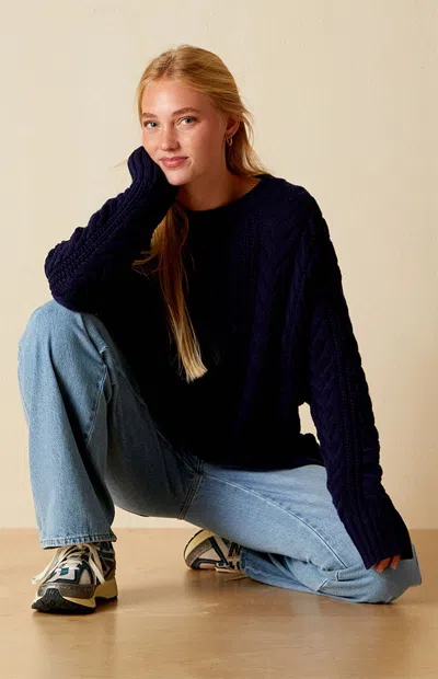 Your Favorite Women's Rory Cable Knit Sweater In Navy In Blue